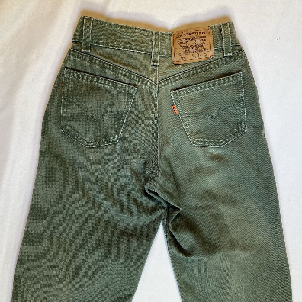 Vintage Green Levi's 560 Orange Tab Jeans Youth 10 Regular Made in USA 90s